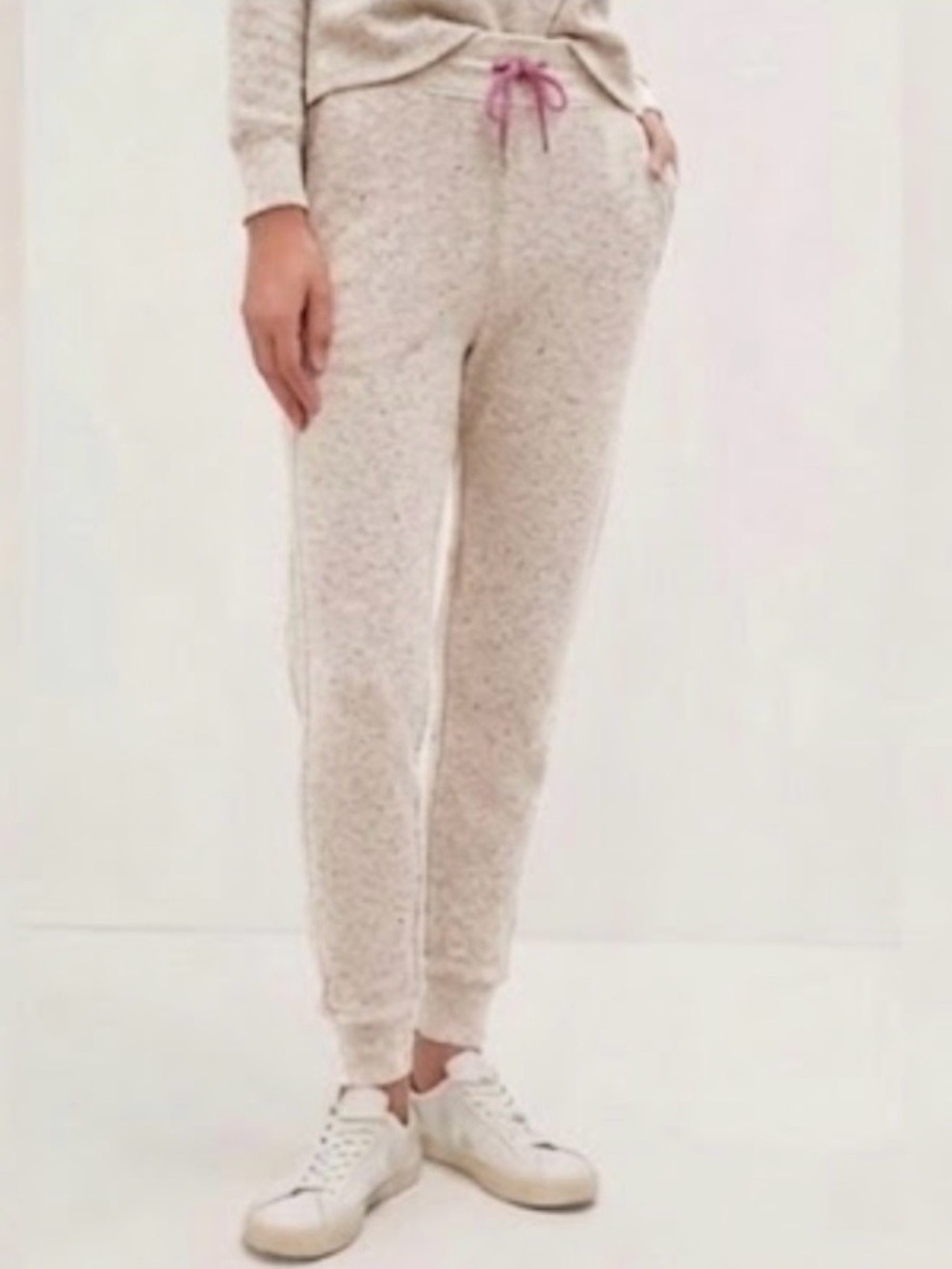 Anthropologie Daily Practice Waffle Knit Joggers in Oatmeal Confetti-Size Small